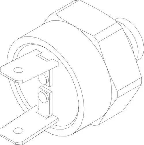 Temperaturbegrenzer von Bosch mit runder Bauform und zwei Anschlussklemmen. Sichtbare Lötstellen auf der Platine, um eine elektrische Verbindung herzustellen.